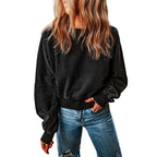 Pull sans dos pour femmes Haut à manches longues de couleur unie pour femmes