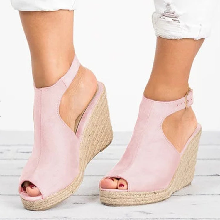 Sandales compensées femme peep toe spartiates à plateforme talons hauts
