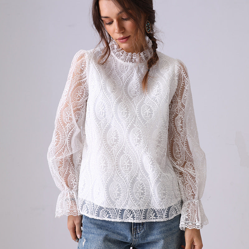 Chemise Mode Femme Broderie Creuse