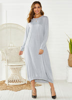 Robe longue ample à encolure ronde et laçage