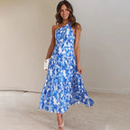 Robe d'été dos nu imprimée à épaules dénudées