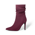 Bottes à talons hauts pointus en daim pour femme