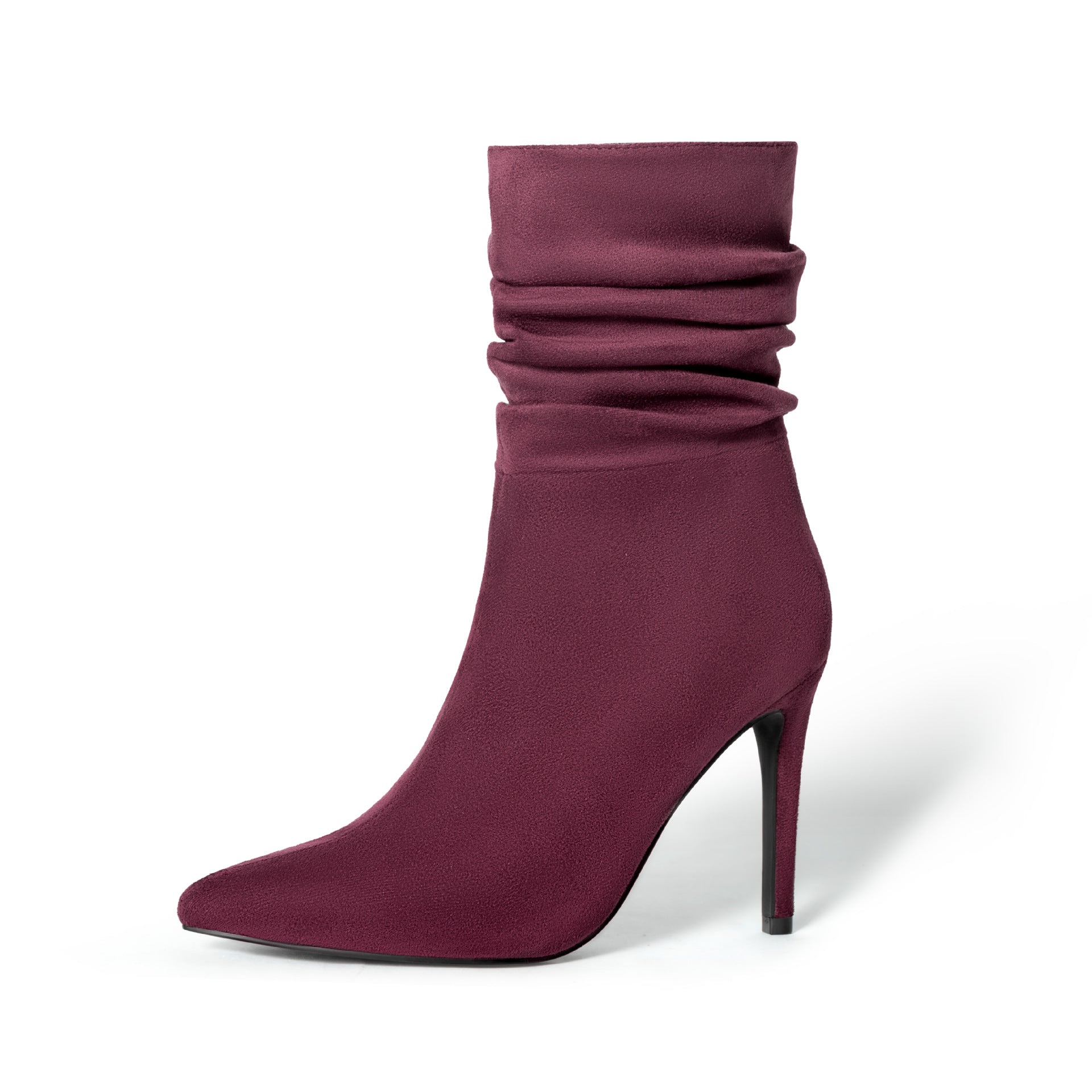 Bottes à talons hauts pointus en daim pour femme