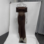 Robe de soirée plissée sans manches pour femme