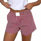 Short en vrac confortable rayé avec poches pour femmes