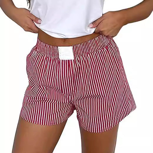 Short en vrac confortable rayé avec poches pour femmes