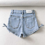 Short en jean pour femme, tendance et personnalisé, avec nœud