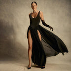 Robe en mousseline patchwork sans manches pour femmes