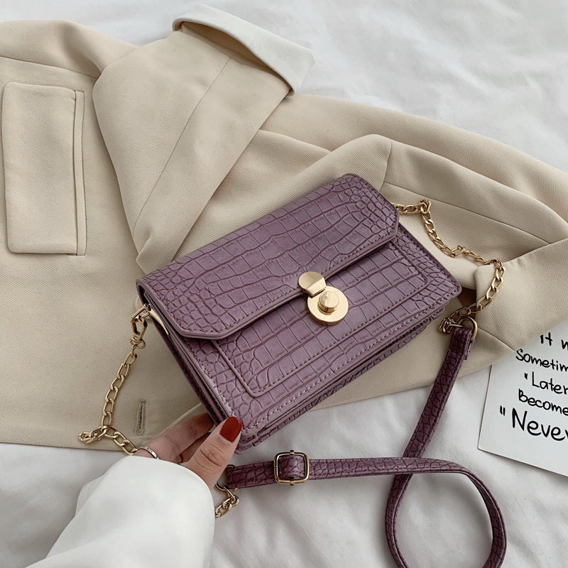 Sac à bandoulière en cuir PU motif pierre pour femmes