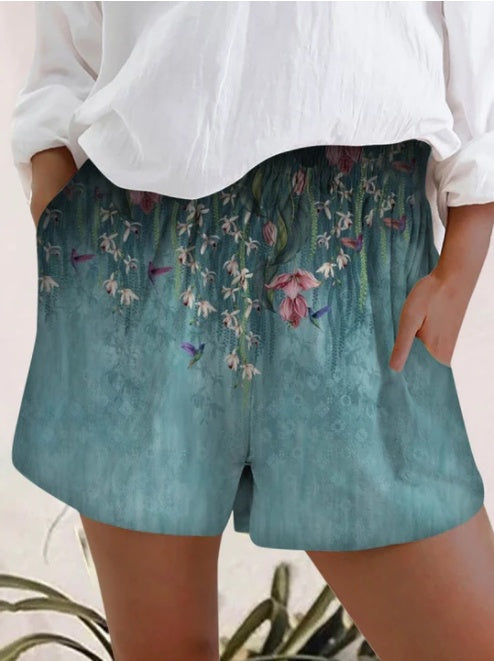 Shorts élastiques taille haute imprimés pour femmes