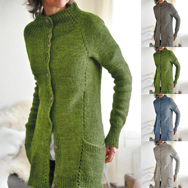 Cardigan à double poche en maille pour femme Main Image