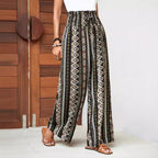 Pantalon large ample taille haute imprimé pour femme