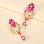 Boucles d'oreilles pendantes de luxe en strass larmées, grandes boucles d'oreilles élégantes tendance, bijoux de déclaration pour femmes, accessoires de fête, de bal et de mariage.