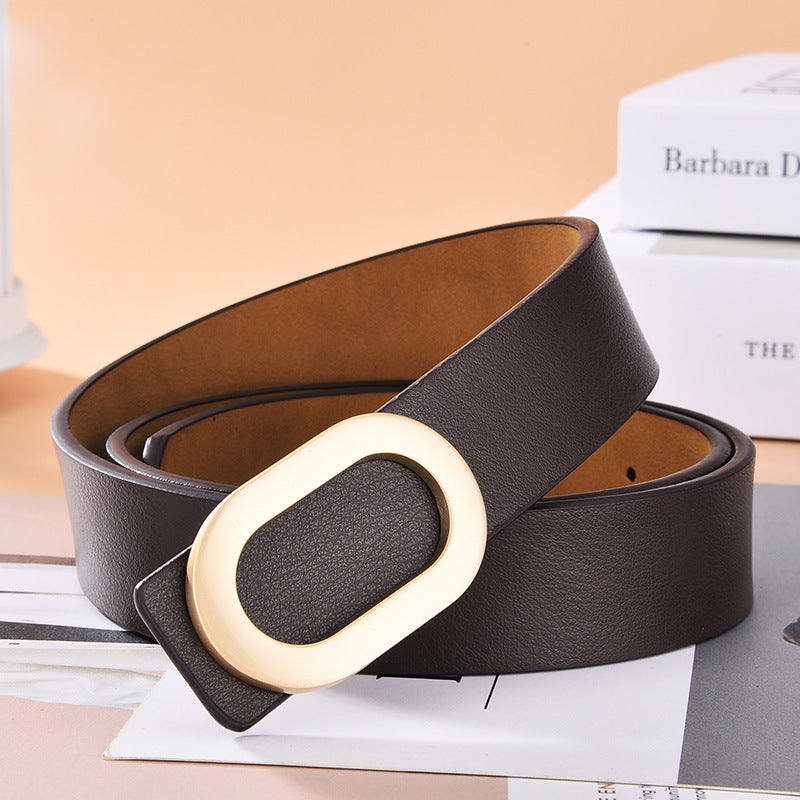 Ceinture pour femme à boucle ovale en alliage, simple et polyvalente