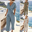 Ensemble deux pièces pour femme, couleur unie, coupe irrégulière, manches courtes, costume d'été, col en V, coupe ajustée, tenue de bureau décontractée, haut plissé irrégulier et pantalon.