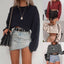 T-shirts crop top à manches longues pour femmes