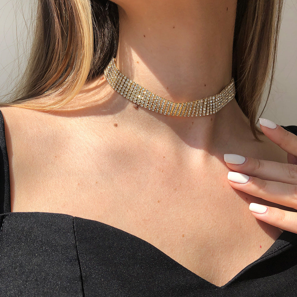 Collier Collier Fille Tendance Collier En Strass Complet Collier En Alliage