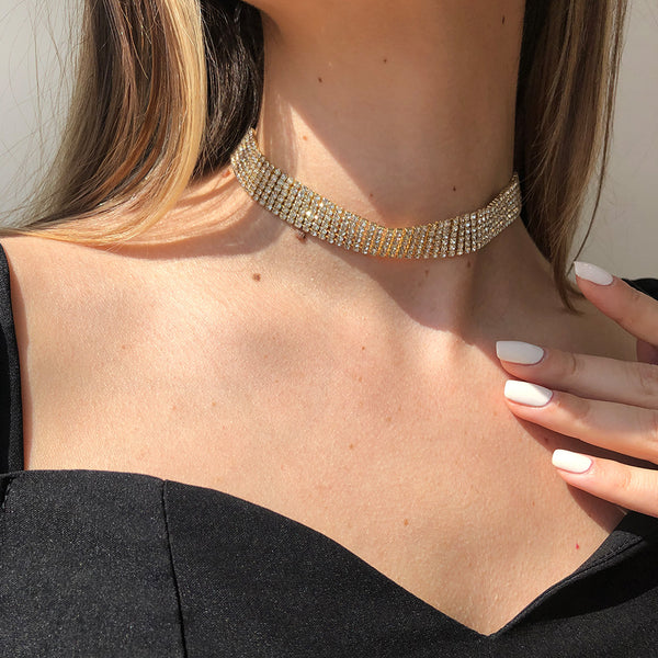 Collier Collier Fille Tendance Collier En Strass Complet Collier En Alliage