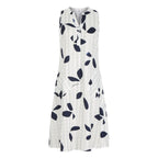 Robe mi-longue décontractée à col en V et taille nouée à motifs de feuilles pour femme