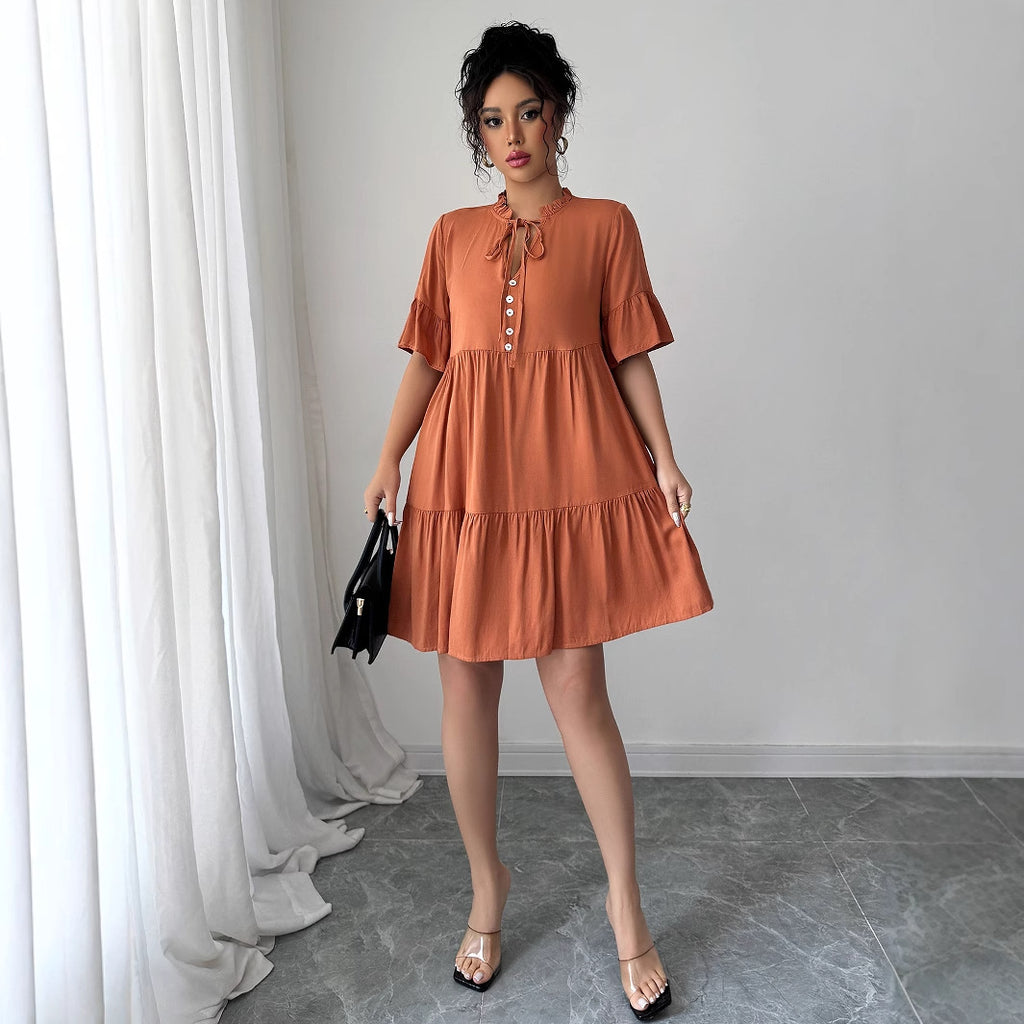 Robe Femme Unie Simple Élégante à Lacets
