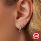 Boucles d'oreilles doubles en zircon pour femmes
