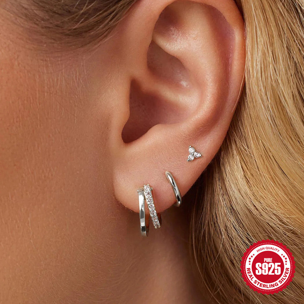 Boucles d'oreilles doubles en zircon pour femmes