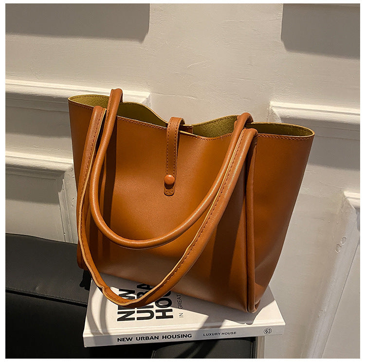 Sacs fourre-tout décontractés de grande capacité pour femmes, sac à bandoulière de shopping de couleur unie avec portefeuille, sac à main pour dames