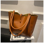 Sacs fourre-tout décontractés de grande capacité pour femmes, sac à bandoulière de shopping de couleur unie avec portefeuille, sac à main pour dames