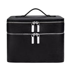 Nouveau sac de maquillage portable en PU double couche grande capacité
