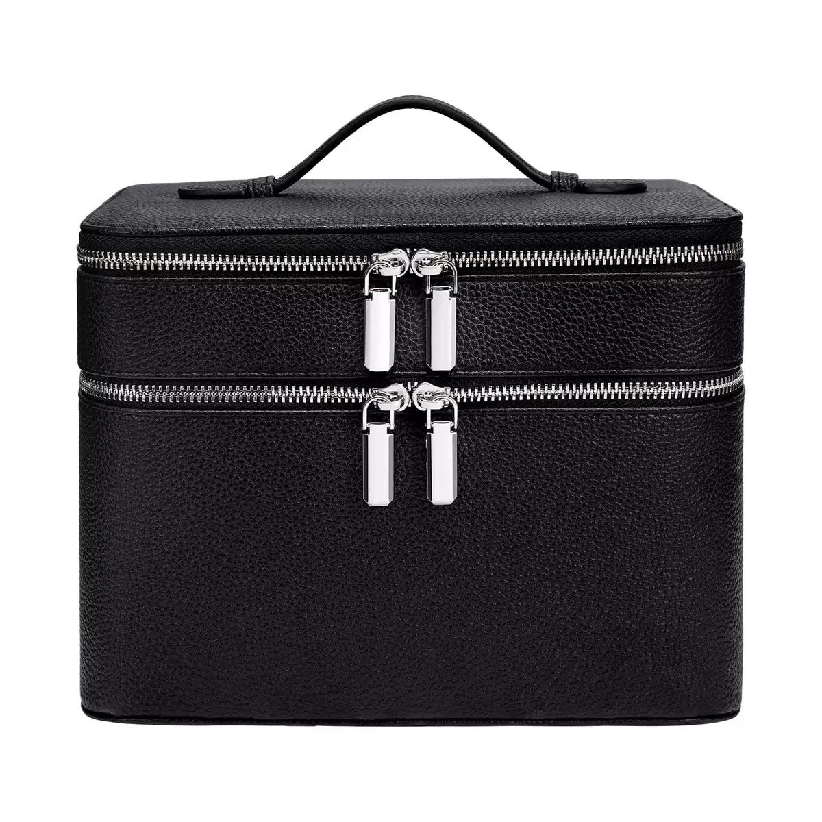 Nouveau sac de maquillage portable en PU double couche grande capacité