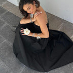 Robe noire bustier taille haute femme
