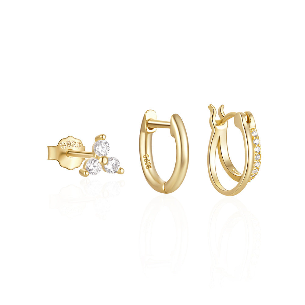 Boucles d'oreilles doubles en zircon pour femmes