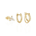 Boucles d'oreilles doubles en zircon pour femmes