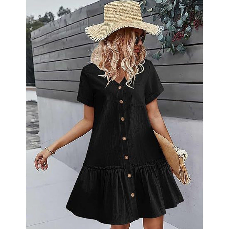 Robe d'été ample en coton et lin pour femme