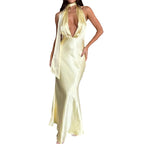 Robe longue unie pour femme