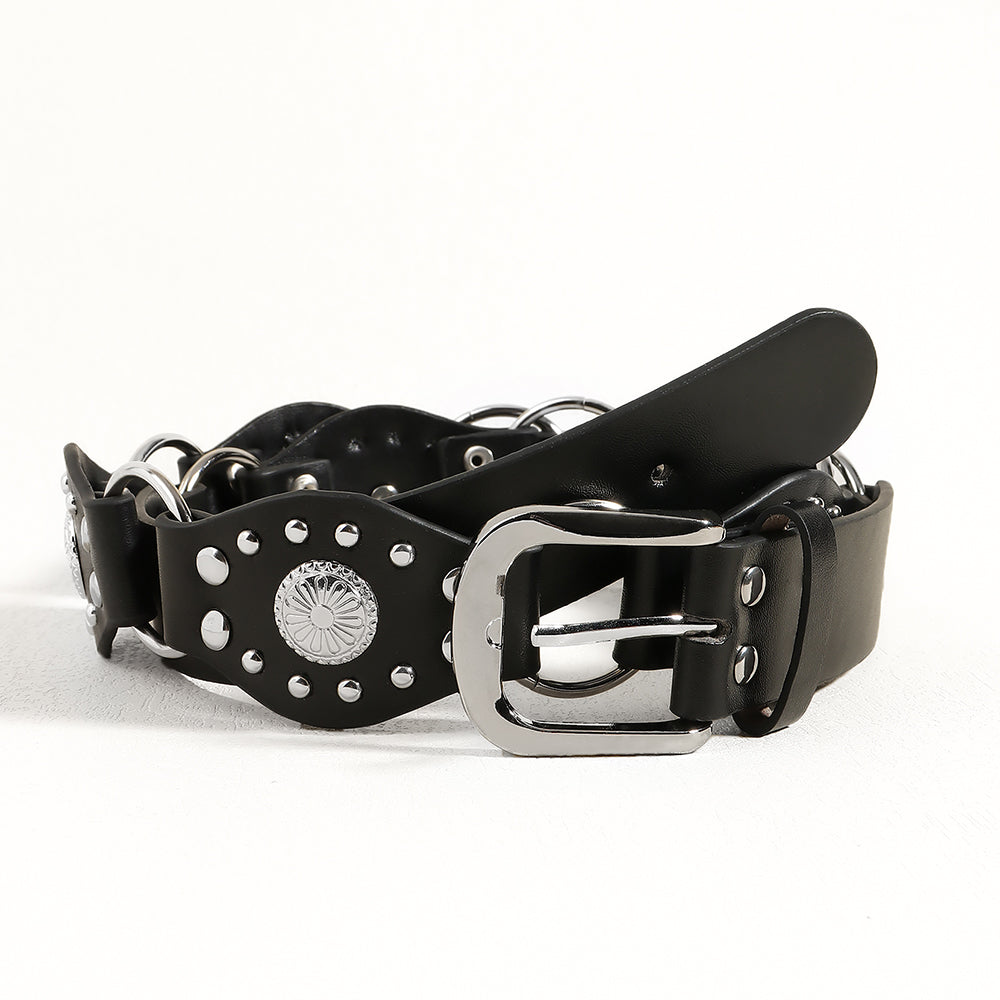 Ceintures vintage pour hommes et femmes avec jolie boucle métallique rivetée Accessoires de mode punk hip-hop