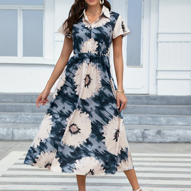 Robe Col V Plage Vacances Ceinture Élastique Col Hover Image