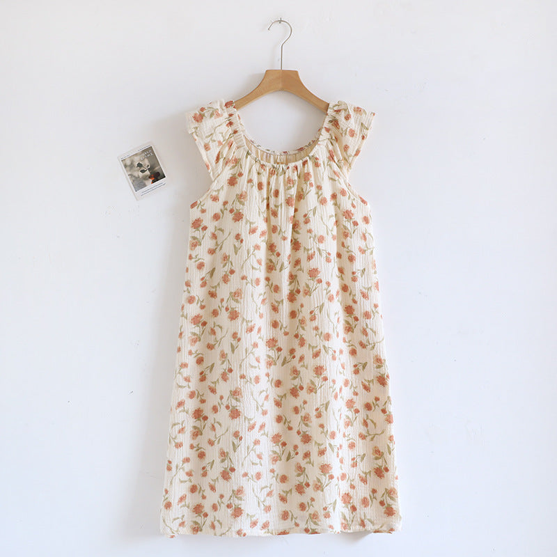 Robe camisole en gaze de coton avec coussinets de poitrine pour femme
