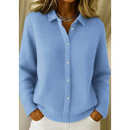Pull décontracté pour femme, à boutons, col revers, manches longues, hauts tricotés, pull d'hiver