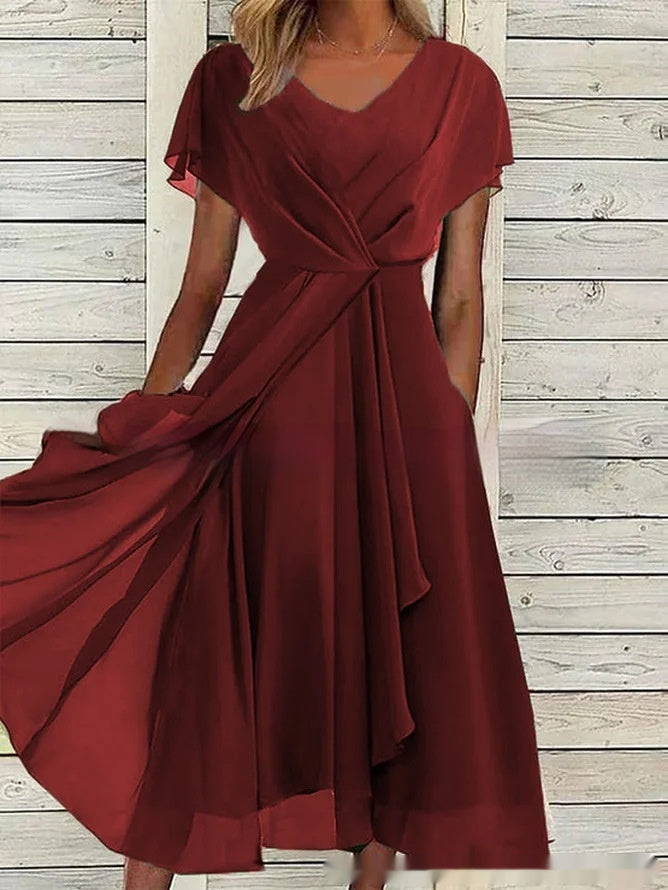 Robe en mousseline unie pour femme