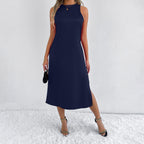 Robe en Satin Couleur Pure pour Femme