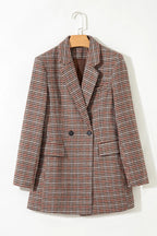 Blazer à revers pied-de-poule marron