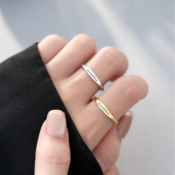 Bagues de couple simples et modernes en acier inoxydable