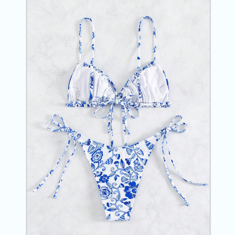 Maillot de bain bikini fleuri imprimé vintage pour femme