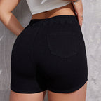 Short en jean à cordon de serrage et à coupe trapèze pour femmes, grandes tailles