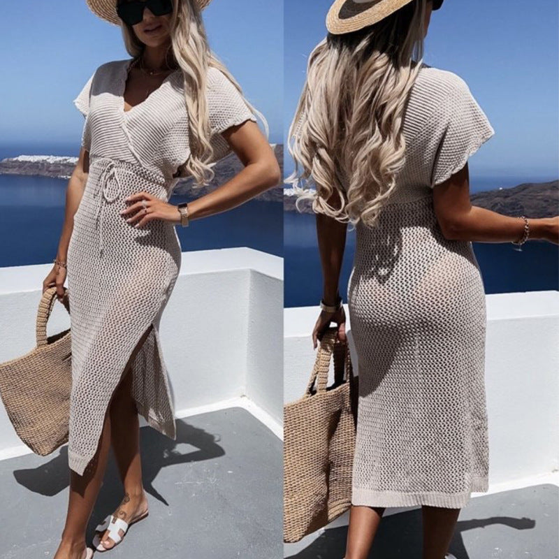 Cache-maillot de plage femme robe de protection solaire ajourée pour vacances en bord de mer