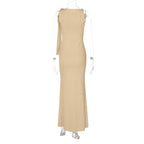 Robe longue à ruban asymétrique Ins, robe sans manches moulante pour soirée et club pour femmes