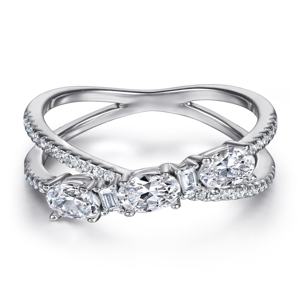 Bagues 925 Argent Croix Rotative Dénier Zircon Bague de Fiançailles pour Femme
