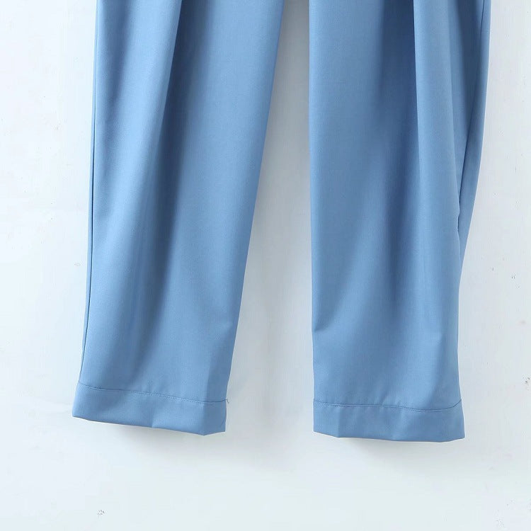 Pantalon décontracté coupe droite et ajustée pour femme