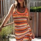 Robe moulante sans manches en jacquard tricoté Amazon